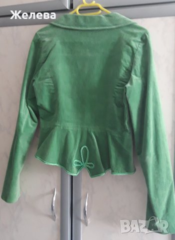Дамско, зелено сако, плюш, размер S, снимка 3 - Сака - 40618787