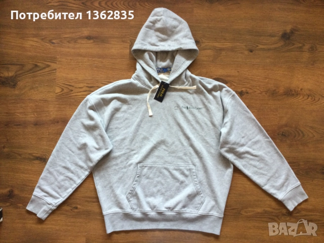 НОВ оригинален сив памучен суичър POLO RALPH LAUREN размер L от САЩ, снимка 5 - Суичъри - 51854016