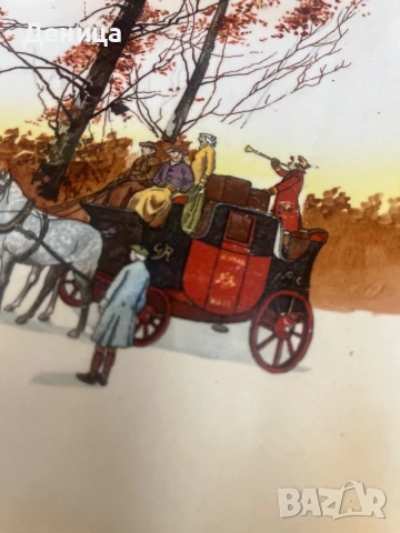 Royal Doulton, по-специално чинии и квадратна купа със сцени с конски карети. , снимка 12 - Чинии - 51304977