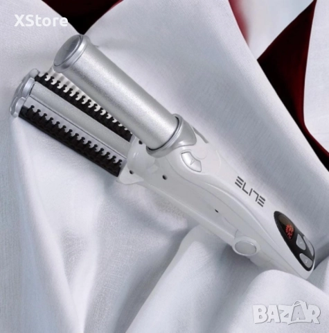 Преса за коса и къдрици ELITE HSB-0462 2 в 1 с мощност 40W. LCD дисплей, керамичен цилиндър, снимка 2 - Преси за коса - 52508379