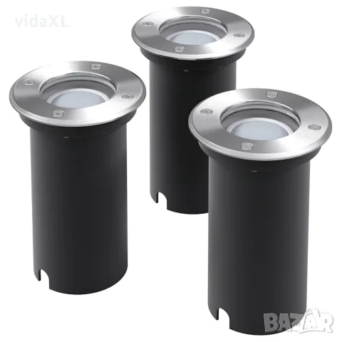 vidaXL Градински LED лампи за вграждане в земя, 3 бр, кръгли