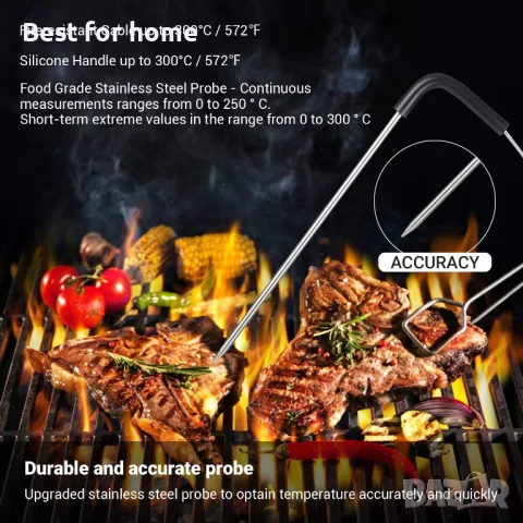  Безжичен Bluetooth термометър за барбекю с голям дисплей Inkbird, снимка 5 - Друга електроника - 50109024