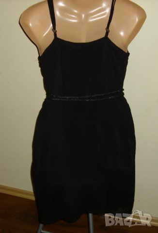 Черна рокля от шифон с подплата, снимка 5 - Рокли - 40550871