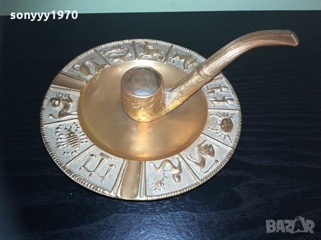 АНТИКА-свещник-лула/мед месинг-ВНОС ШВЕИЦАРИЯ, снимка 8 - Колекции - 29085428