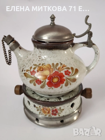 Винтидж комплект за чай от порцелан и калай