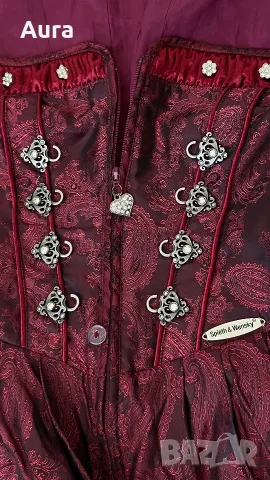 burgundy dirndl paisley pattern, снимка 6 - Рокли - 56342829