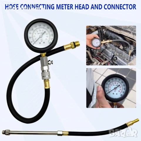 Комплект за измерване на компресия и тест за течове в цилиндрите – 11 части, снимка 3 - Аксесоари и консумативи - 53019820