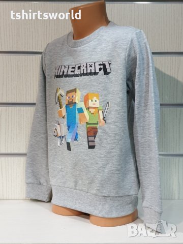 Нова детска ватирана блуза с дълъг ръкав Minecraft (Майнкрафт) в сив цвят, снимка 7 - Детски Блузи и туники - 38507153