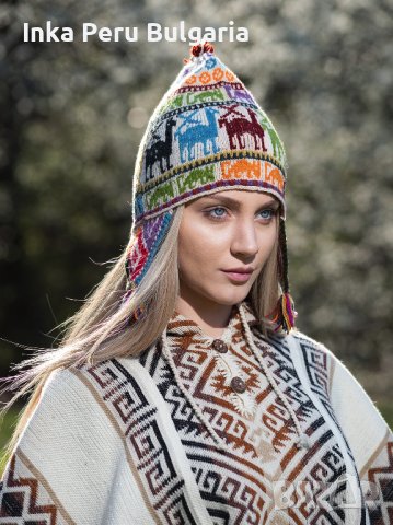 Автентична перуанска шапка модел Куско от овча вълна, снимка 4 - Шапки - 40190149
