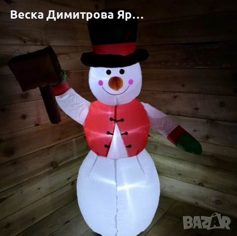 Снежен човек,надуваем,LED светлини,многоцветен, снимка 5 - Декорация за дома - 52262747