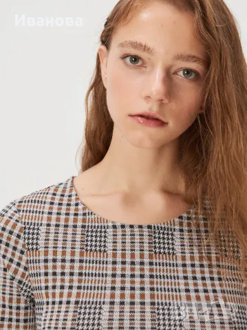 Права рокля каре. Карирана рокличка с дълъг ръкав, снимка 4 - Рокли - 47398751