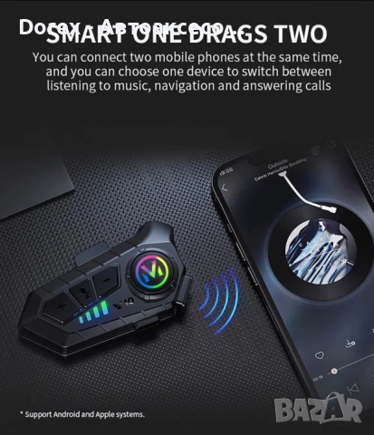 Bluetooth слушалка за моторна каска с интерком и шумопотискане, снимка 9 - Аксесоари и консумативи - 53901333