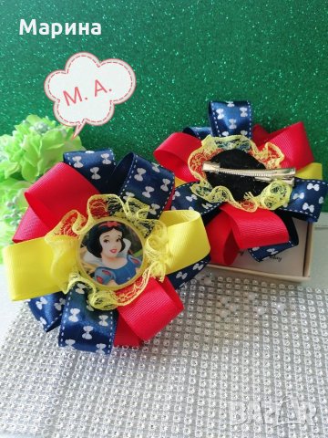 Панделка на Снежанка в червено, синьо и жълто, снимка 3 - Шноли, диадеми, ленти - 34193840
