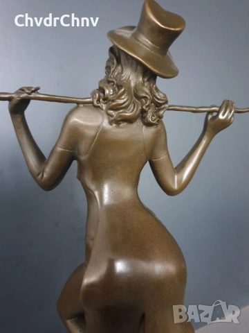 36см-3кг Gory статуетка/френска бронзова скулптура/Арт Нуво фигура кабаретна танцьорка, снимка 9 - Статуетки - 52469281