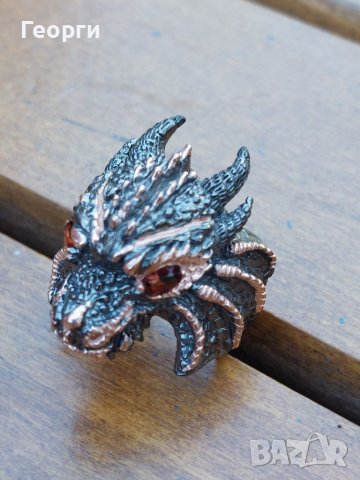 Красив масивен африкански сребърен пръстен Дракон, снимка 4 - Пръстени - 37787577