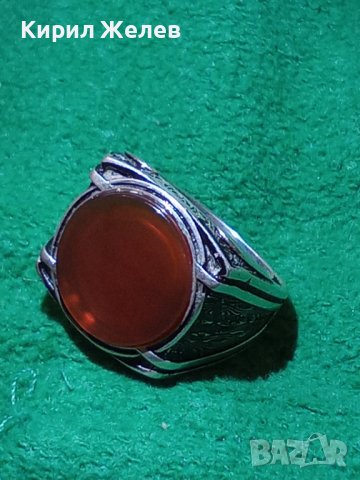 МАЙСТОРСКИ СРЕБЪРЕН МАСИВЕН ПРЪСТЕН с ШЛИФОВАН КАРНЕОЛ ОКСИДИРАНО СРЕБРО 925 ЮВЕЛИРНА ИЗРАБОТА 22380