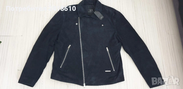Armani Exchange A/X Suede Biker Leather Jacket Mens Size XL НОВО! ОРИГИНАЛ! Мъжко Яке Естествена кож