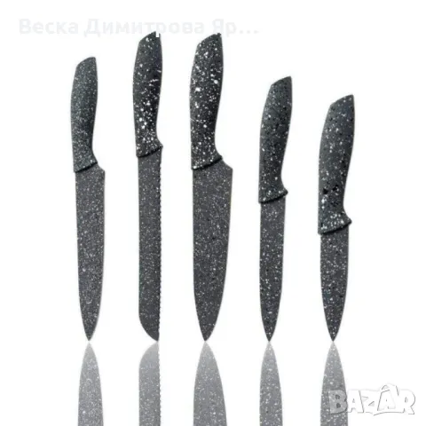 Комплект Bohmann, 5броя, Мраморно покритие, Акрилна поставка, Сив/Червен, снимка 4 - Прибори за хранене, готвене и сервиране - 47766161