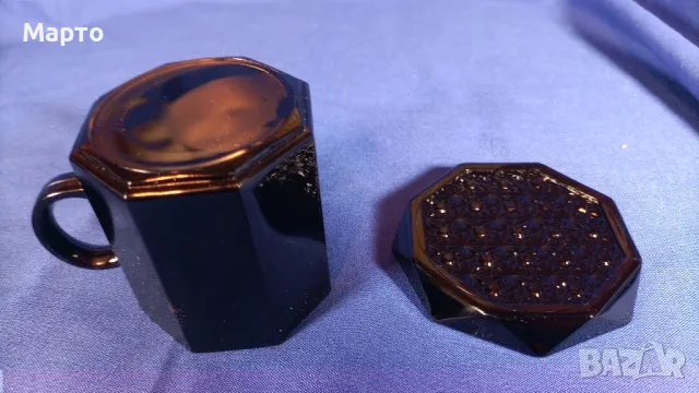Френски черен аркопал за чай и кафе с чинийки и каничка за мляко, снимка 5 - Чаши - 49677798