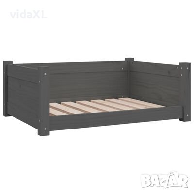 vidaXL Кучешко легло, Сиво, 75,5x55,5x28 см, борова дървесина ма(SKU:821454сив, снимка 1