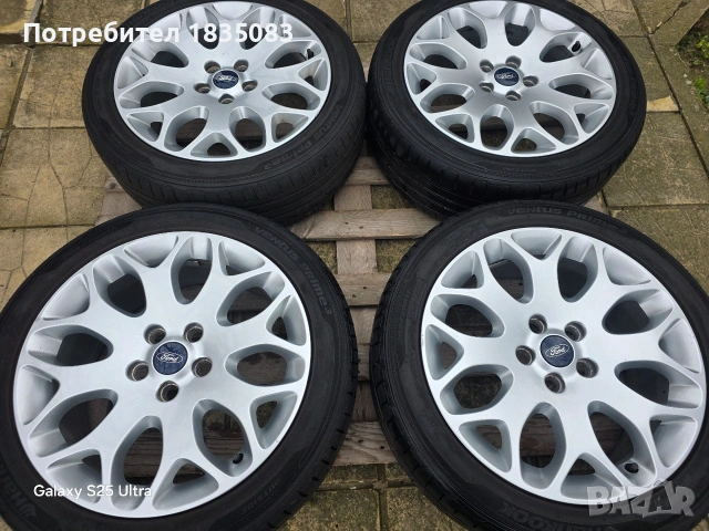 Лети джанти 17ки 5х108 Ford + летни гуми 205/50/17, снимка 2 - Гуми и джанти - 53938448