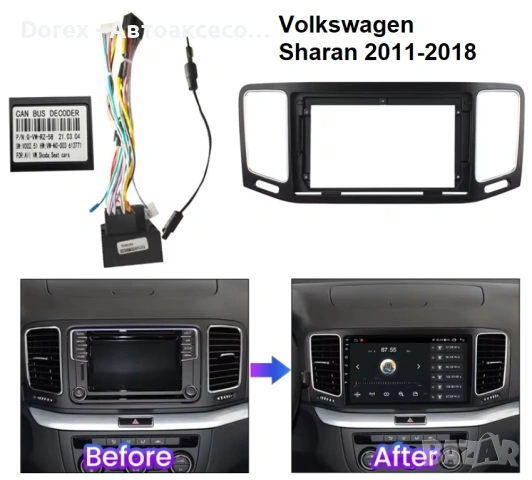 Рамка за мултимедия VW Golf 6/7, Passat B5/B6, Sharan, Touran, снимка 12 - Аксесоари и консумативи - 54203864