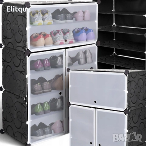 Черен модулен шкаф за обувки - функционалност и красив дизайн в едно, снимка 3 - Други стоки за дома - 53339261