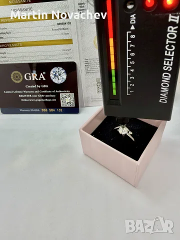 Сребърен пръстен с мойсанит (Диамант) 1 карат, снимка 11 - Пръстени - 56003195