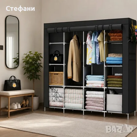 Сгъваем текстилен гардероб XXL 175x45x170cm – просторен, здрав и практичен, снимка 2 - Гардероби - 56169132