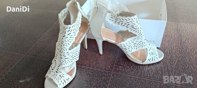  Дамски бели сандали на висок ток , снимка 6 - Сандали - 37370293