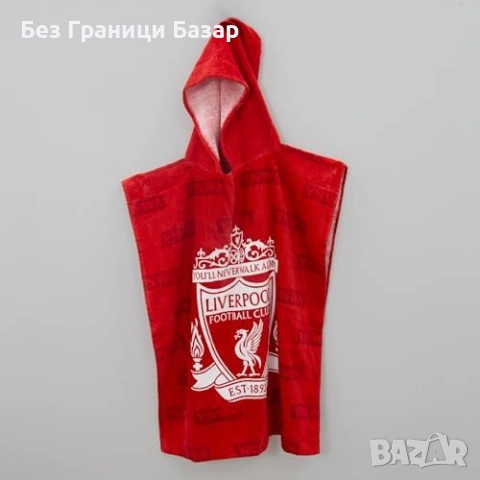 Ново Официално Liverpool пончо за деца хавлия с качулка за плаж басейн 75x60 см, снимка 3 - Други - 54133203