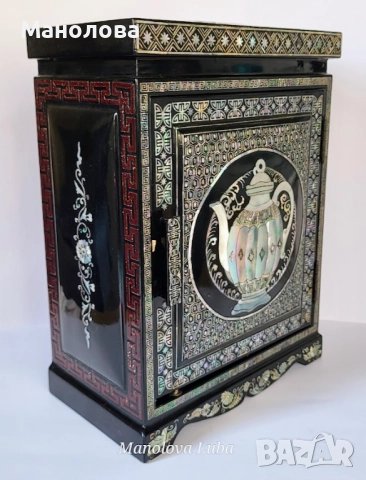 Корейска кутия за бижута инкрустирана със седеф., снимка 5 - Антикварни и старинни предмети - 51900483