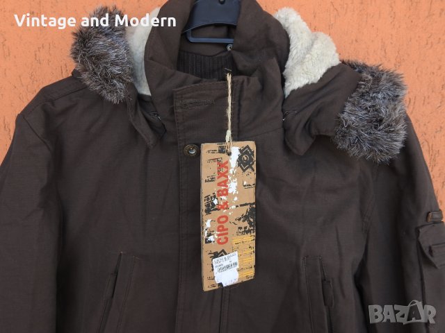 Cipo & Baxx нова мъжка парка яке палто кафяво (М), снимка 2 - Якета - 34361223
