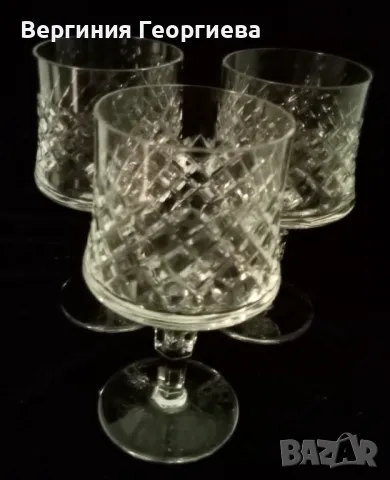 Кристални чаши за ракия, вино - 3 броя 