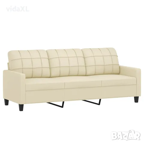 vidaXL 3-местен диван, кремав, 180 см, изкуствена кожа