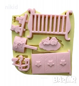 Бебешка стая кошара шкаф мебели голям силиконов молд форми за фондан гипс шоколад украса декор пано, снимка 2 - Форми - 30275689