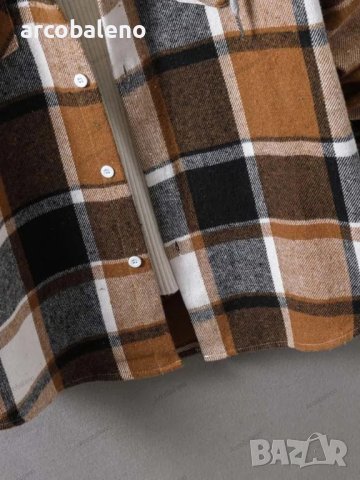 Ежедневна мъжка карирана риза (яке) с качулка, 5цвята, снимка 11 - Ризи - 42760268