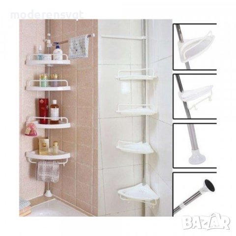 Телескопична ъглова етажерка за баня с 4 рафта, снимка 3 - Органайзери - 37623056