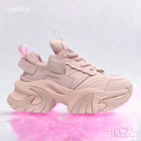 Дамски маратонки на платформа в розово