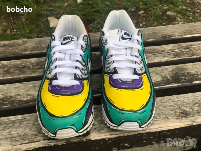 Nike air max 90 100% оригинал cartoon customized ръчно рисувани, снимка 10 - Маратонки - 40414247