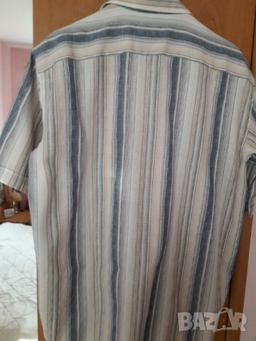 Нова мъжка риза къс ръкав на райета 100 % памук , снимка 4 - Ризи - 29152212