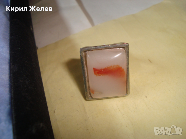 НОВ ПОСРЕБРЕН КРАСИВ СТИЛЕН АРТ ПРЪСТЕН с ГОЛЯМ ШЛИФОВАН КАМЪК - АХАТ 26627, снимка 11 - Пръстени - 36410848