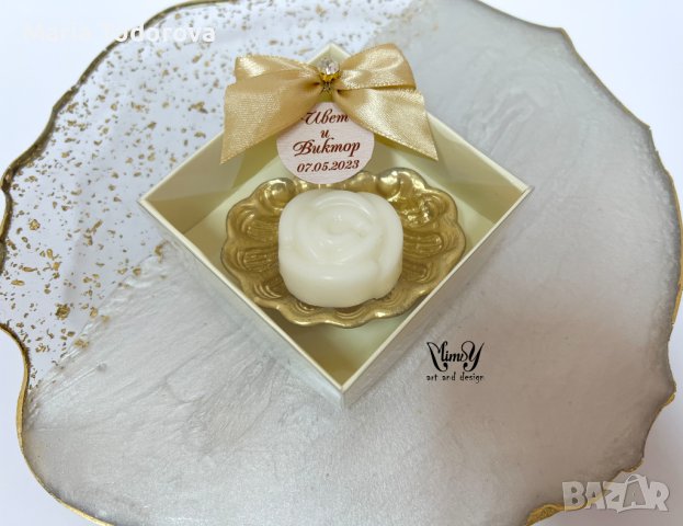 Глицеринов сапун със сапунерка за подарък за гостите, снимка 2 - Други - 40527747