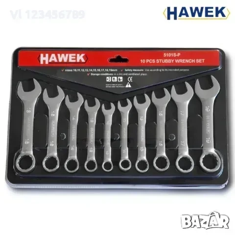 Комплект къси ключове 10-19 мм HAWEK HW-5101S-P