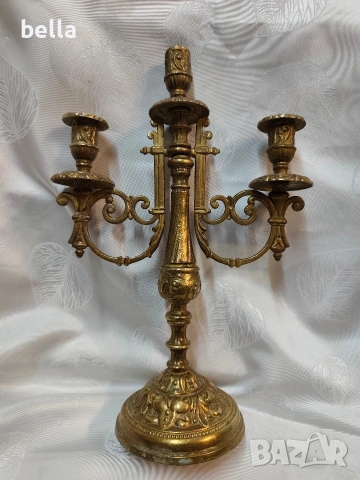 Голям масивен бронзов свещник – 34 см „Троица 2 кг