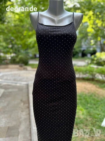 Слим рокли по тялото обсипани с камъни в Лилаво Зелено Черно, снимка 6 - Рокли - 51099453