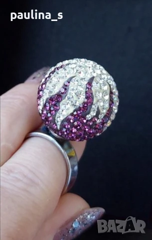 Два различни пръстена / Swarovski / Нов сребърен пръстен с регулация, проба 925 / топка , снимка 14 - Пръстени - 29670193