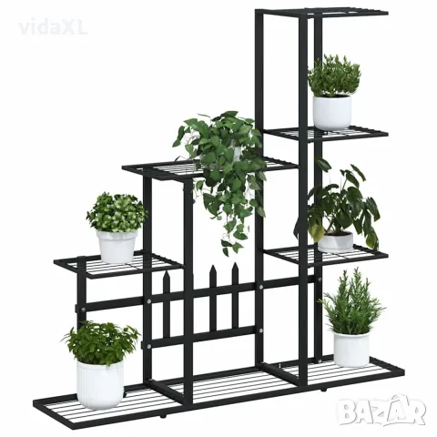 vidaXL Цветарник, 94,5x25x88 см, черен, метал, снимка 4 - Саксии и кашпи - 56147080