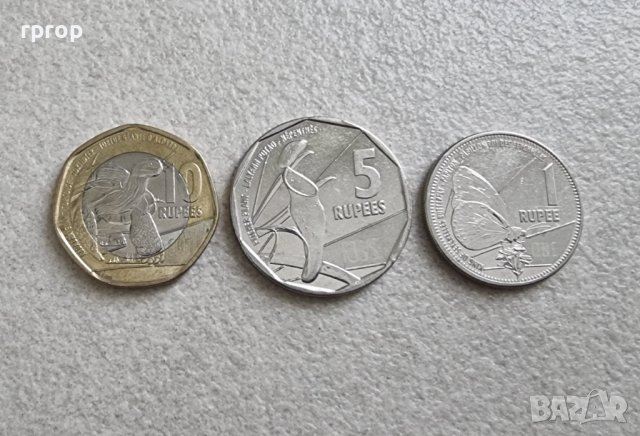 Монети. Сейшели . Сейшелски острови . 1 , 5 и 10 рупии. 2016 , 2018 година. Новата серия .3 бройки.