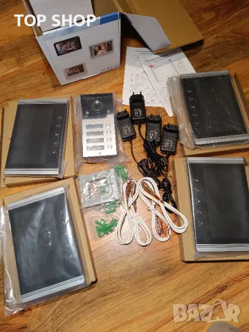 НОВ видеодомофон за 3 или 4 апартамента, 9 инча нощно виждане, дистанционно отключване двупосочен, снимка 7 - Други - 49266515